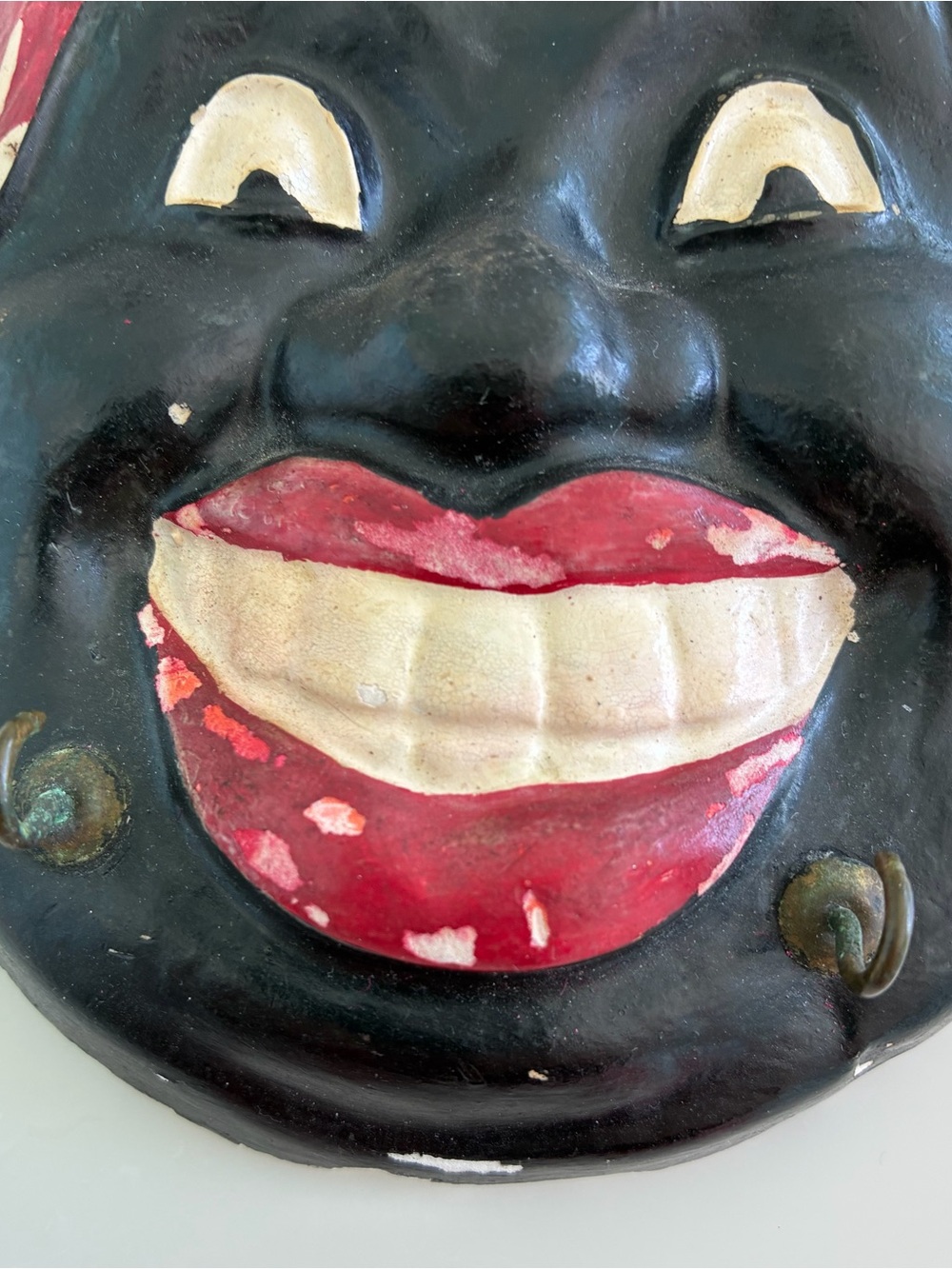 Wall Mask Key Holder Black White Red Ceramic Americana Vintage Stereotype - Picture 5 of 7